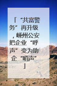 “共富警务”再升级，嵊州公安把企业“呼声”变为助企“哨声”