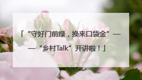 “守好门前绿，换来口袋金”——“乡村Talk”开讲啦！