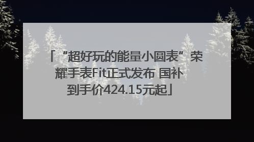 “超好玩的能量小圆表”荣耀手表Fit正式发布 国补到手价424.15元起