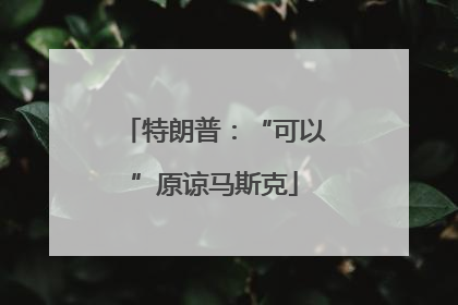 特朗普：“可以”原谅马斯克