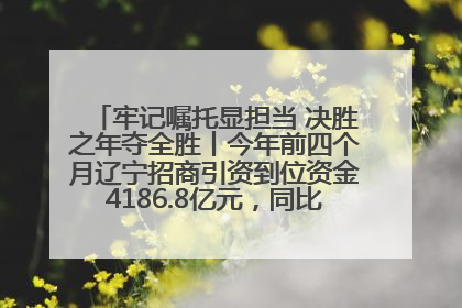 牢记嘱托显担当 决胜之年夺全胜丨今年前四个月辽宁招商引资到位资金4186.8亿元，同比增长17.4%