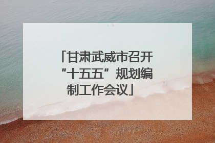 甘肃武威市召开“十五五”规划编制工作会议