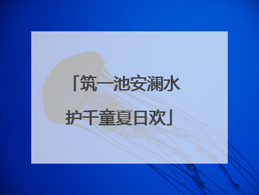 筑一池安澜水 护千童夏日欢