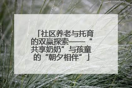 社区养老与托育的双赢探索——“共享奶奶”与孩童的“朝夕相伴”