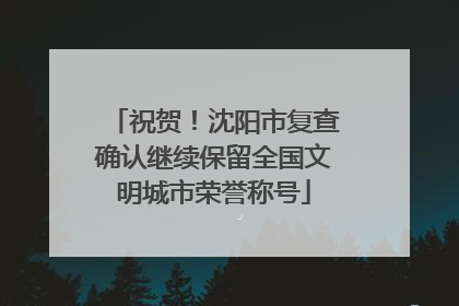 祝贺！沈阳市复查确认继续保留全国文明城市荣誉称号