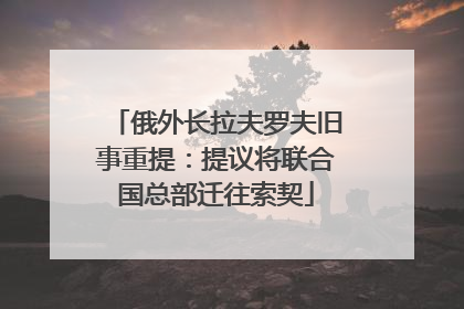 俄外长拉夫罗夫旧事重提：提议将联合国总部迁往索契