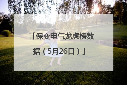 保变电气龙虎榜数据（5月26日）