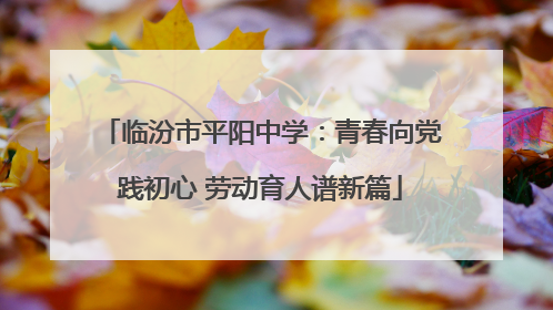 临汾市平阳中学：青春向党践初心 劳动育人谱新篇