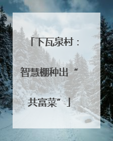 下瓦泉村：智慧棚种出“共富菜”