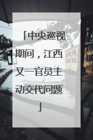 中央巡视期间，江西又一官员主动交代问题