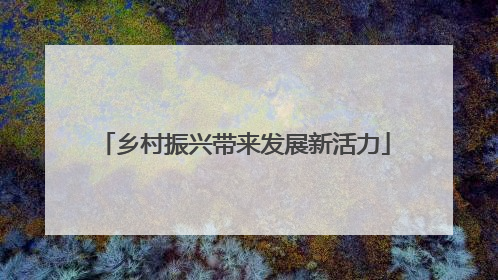 乡村振兴带来发展新活力