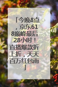 今晚8点，京东618巅峰最后28小时！直播爆款折上折，天天百万红包雨