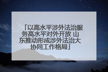 以高水平涉外法治服务高水平对外开放 山东推动形成涉外法治大协同工作格局