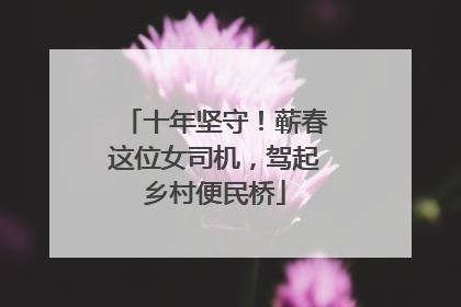 十年坚守！蕲春这位女司机，驾起乡村便民桥