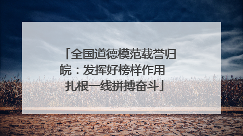 全国道德模范载誉归皖：发挥好榜样作用 扎根一线拼搏奋斗