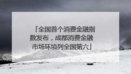 全国首个消费金融指数发布，成都消费金融市场环境列全国第六