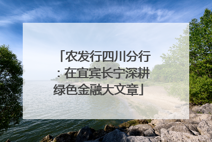农发行四川分行：在宜宾长宁深耕绿色金融大文章