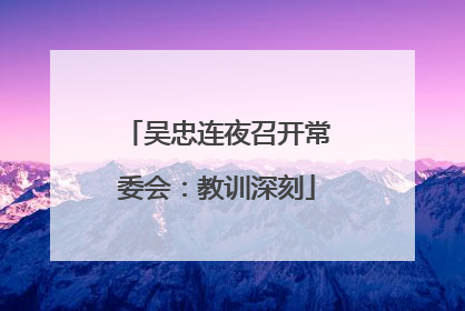 吴忠连夜召开常委会：教训深刻
