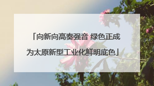 向新向高奏强音 绿色正成为太原新型工业化鲜明底色