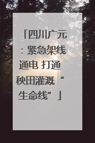 四川广元：紧急架线通电 打通秧田灌溉“生命线”