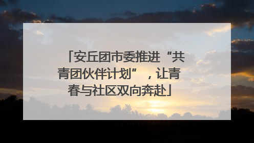 安丘团市委推进“共青团伙伴计划”，让青春与社区双向奔赴