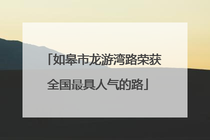 如皋市龙游湾路荣获全国最具人气的路