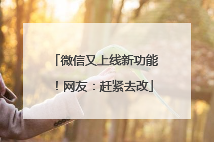 微信又上线新功能！网友：赶紧去改