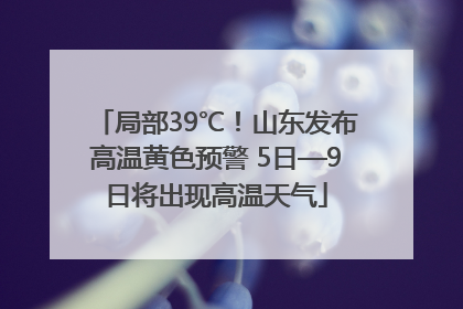 局部39℃！山东发布高温黄色预警 5日—9日将出现高温天气