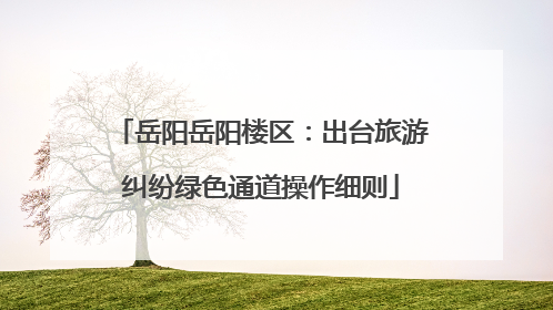 岳阳岳阳楼区：出台旅游纠纷绿色通道操作细则