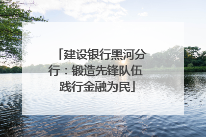 建设银行黑河分行：锻造先锋队伍 践行金融为民