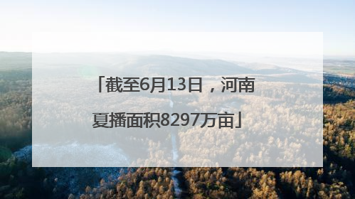 截至6月13日，河南夏播面积8297万亩