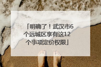 明确了！武汉市6个远城区享有这12个事项定价权限