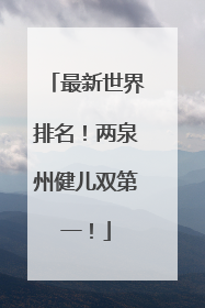 最新世界排名！两泉州健儿双第一！