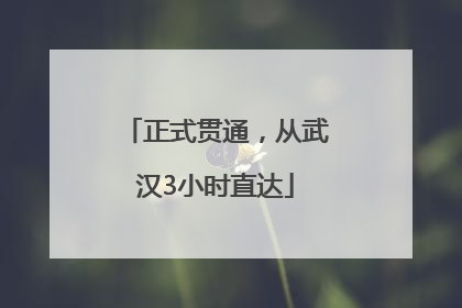 正式贯通，从武汉3小时直达