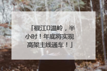 椒江⇌温岭，半小时！年底将实现高架主线通车！
