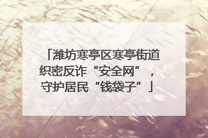 潍坊寒亭区寒亭街道织密反诈“安全网”，守护居民“钱袋子”