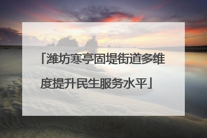 潍坊寒亭固堤街道多维度提升民生服务水平