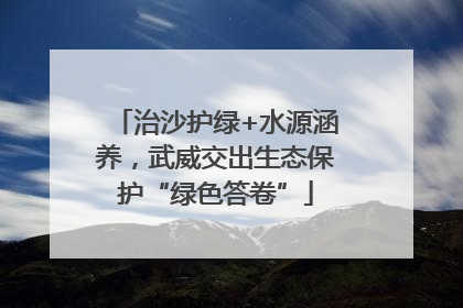 治沙护绿+水源涵养，武威交出生态保护“绿色答卷”
