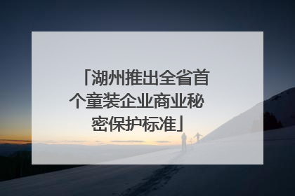 湖州推出全省首个童装企业商业秘密保护标准