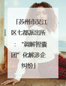 苏州市吴江区七都派出所：“调解智囊团”化解涉企纠纷