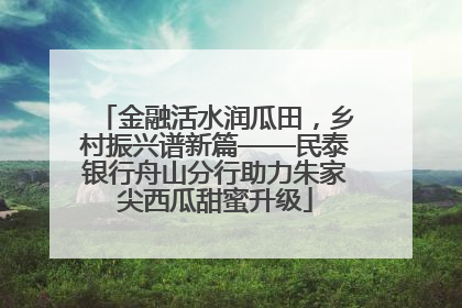 金融活水润瓜田，乡村振兴谱新篇——民泰银行舟山分行助力朱家尖西瓜甜蜜升级