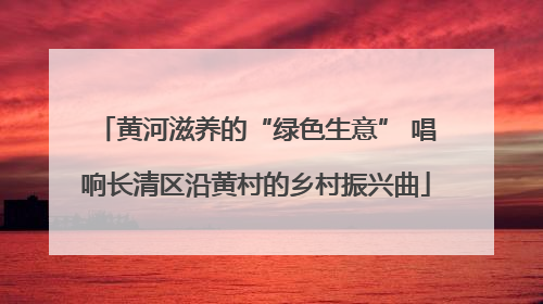 黄河滋养的“绿色生意” 唱响长清区沿黄村的乡村振兴曲