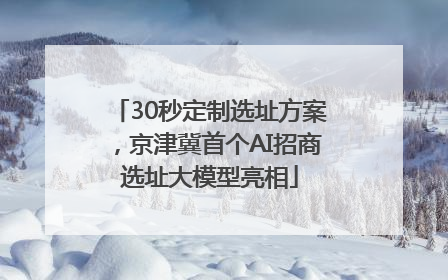 30秒定制选址方案，京津冀首个AI招商选址大模型亮相